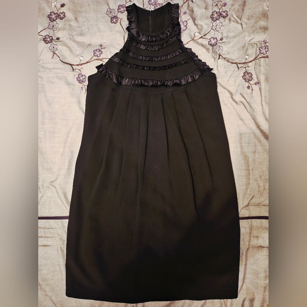 Etro Black Halter Dress with Satin Ruffle- IT 46, US 10